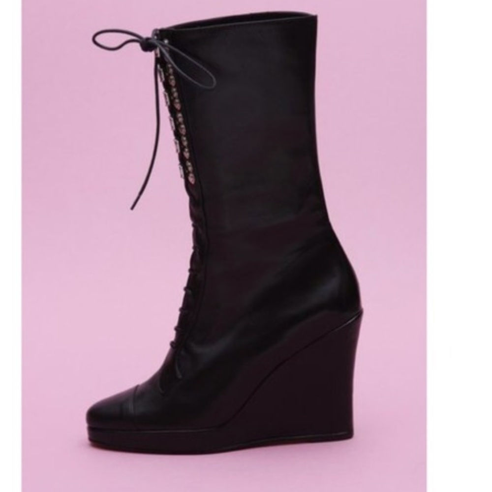 Chloe Sevigny X Opening Ceremony black platform boots SZ 7 - Picture 2 of 9
